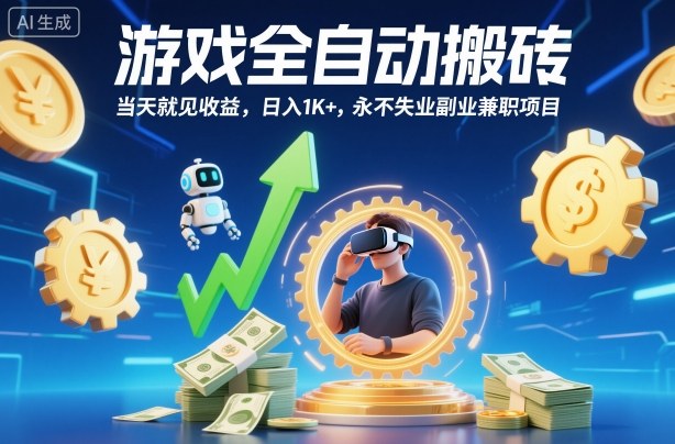 游戏全自动搬砖，当天就见收益，日入1K+，永不失业副业兼职项目【揭秘】-老K爱搞钱