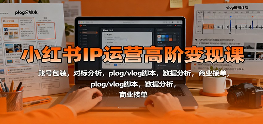 小红书IP运营高阶变现课:账号包装,对标分析,plog/vlog脚本,数据分析,商业接单-老K爱搞钱