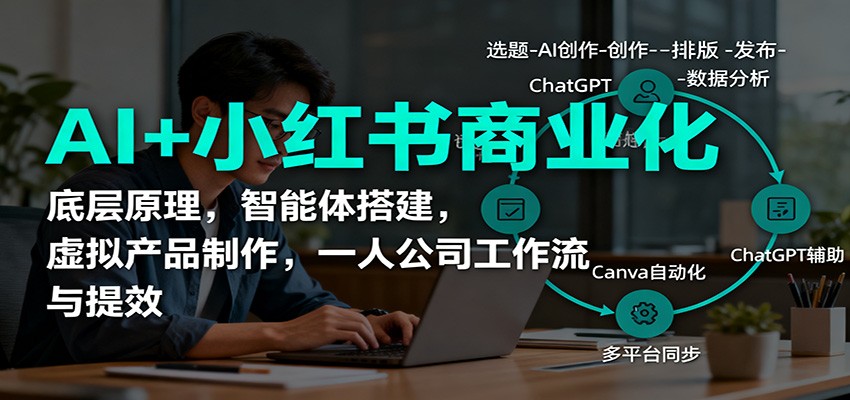 AI+小红书商业化,底层原理,智能体搭建,虚拟产品制作,一人公司工作流与提效-老K爱搞钱